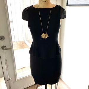 Alice + Olivia Leather Cap Sleeve Peplum Dress